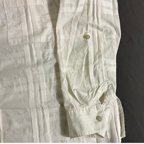 Foxcroft Women’s Shirt Shaped Fit 16W Button Tab Sleeves White Embossed - Picture 7 of 8